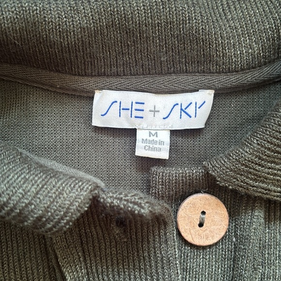 She + Sky | Dark Green Ribbed Oversized Sweater Size Medium - Picture 4 of 10
